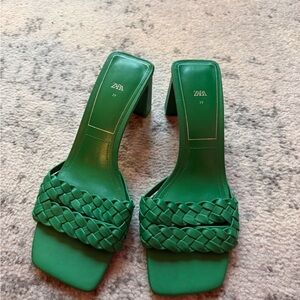 Zara Emerald Braided Heels